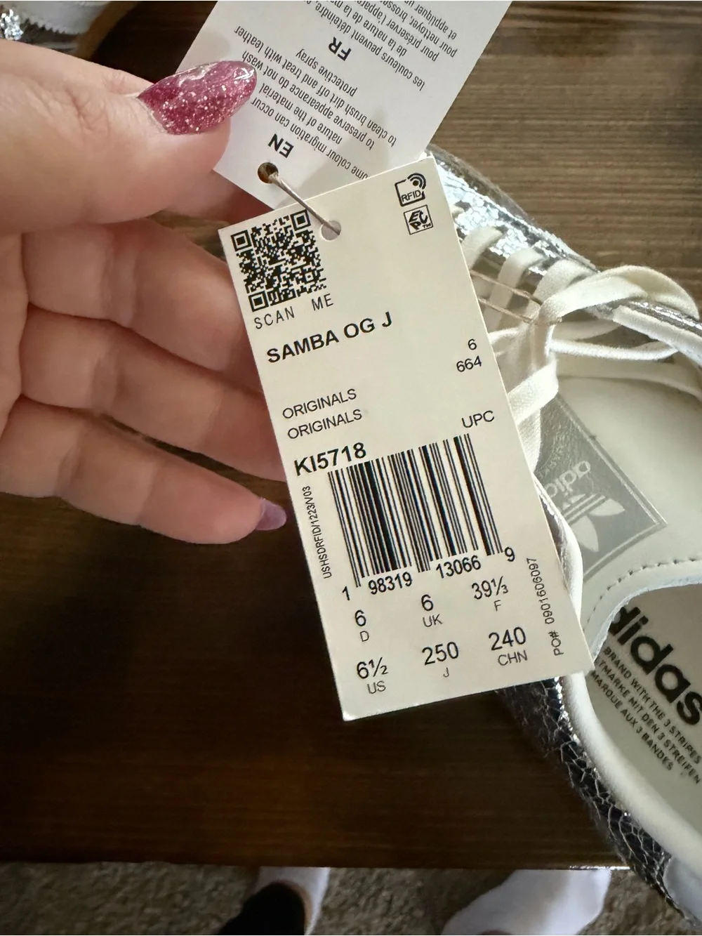 adidas Samba Metallic Silver and White Sneaker
